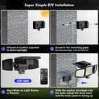 Solar Motion Security Light | Three Adjustable LED Heads with Remote