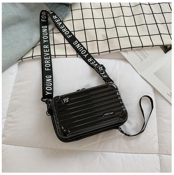 Hard Shell Crossbody Bag | Compact Ribbed Design with Adjustable Strap
