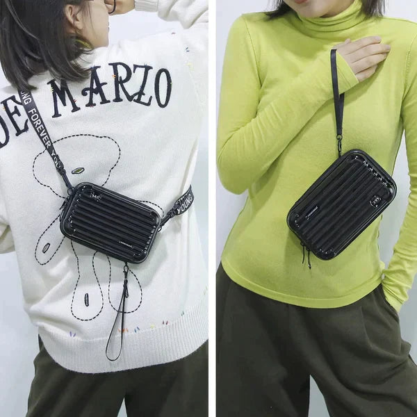 Hard Shell Crossbody Bag | Compact Ribbed Design with Adjustable Strap