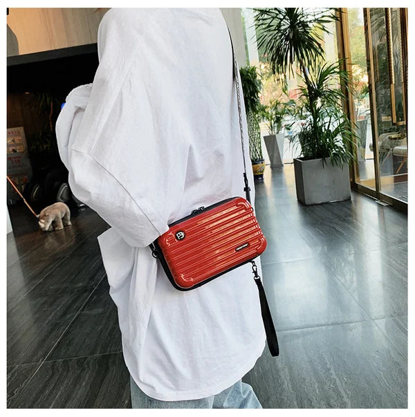 Hard Shell Crossbody Bag | Compact Ribbed Design with Adjustable Strap