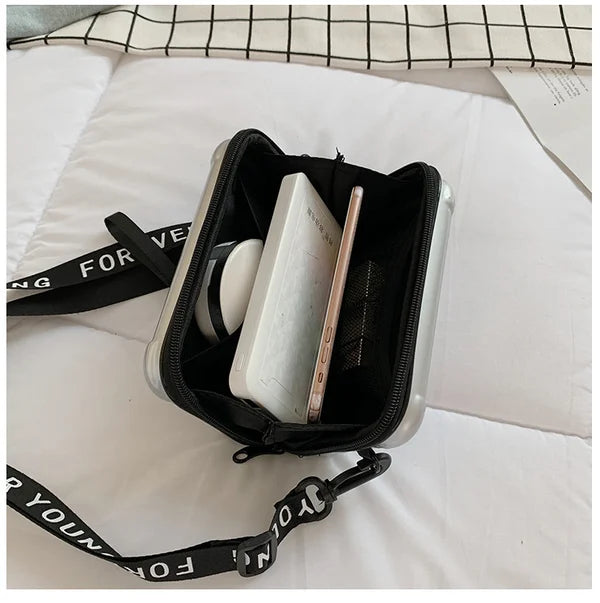 Hard Shell Crossbody Bag | Compact Ribbed Design with Adjustable Strap