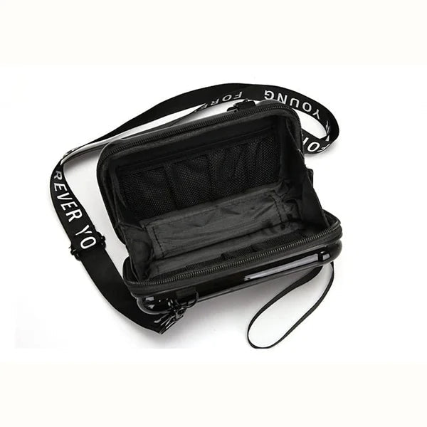 Hard Shell Crossbody Bag | Compact Ribbed Design with Adjustable Strap