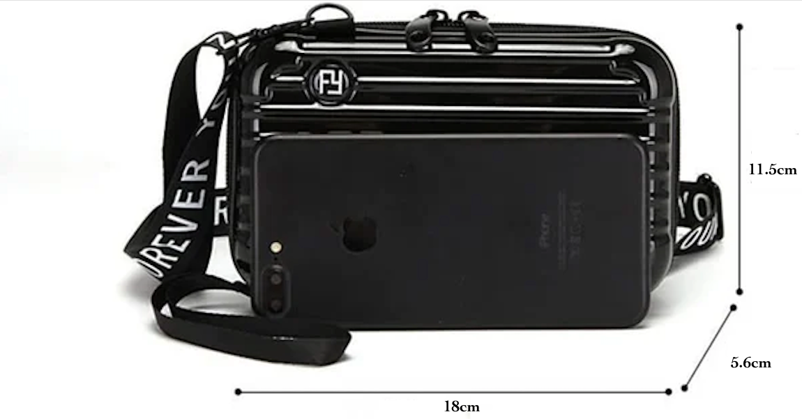 Hard Shell Crossbody Bag | Compact Ribbed Design with Adjustable Strap