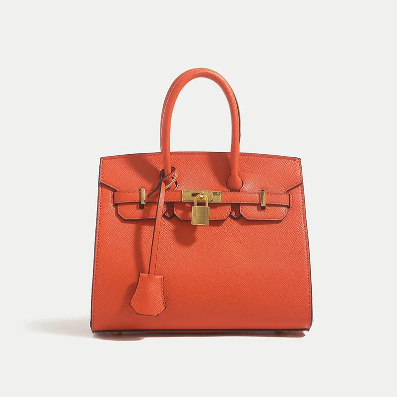 Classic Leather Handbag | Structured Design With Gold Hardware