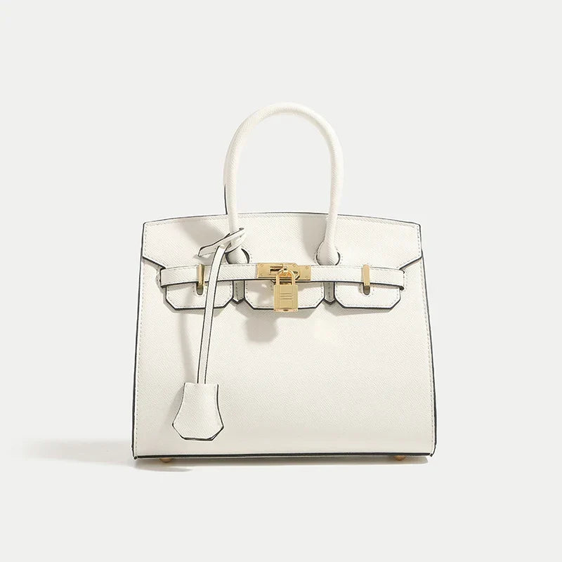 Classic Leather Handbag | Structured Design With Gold Hardware