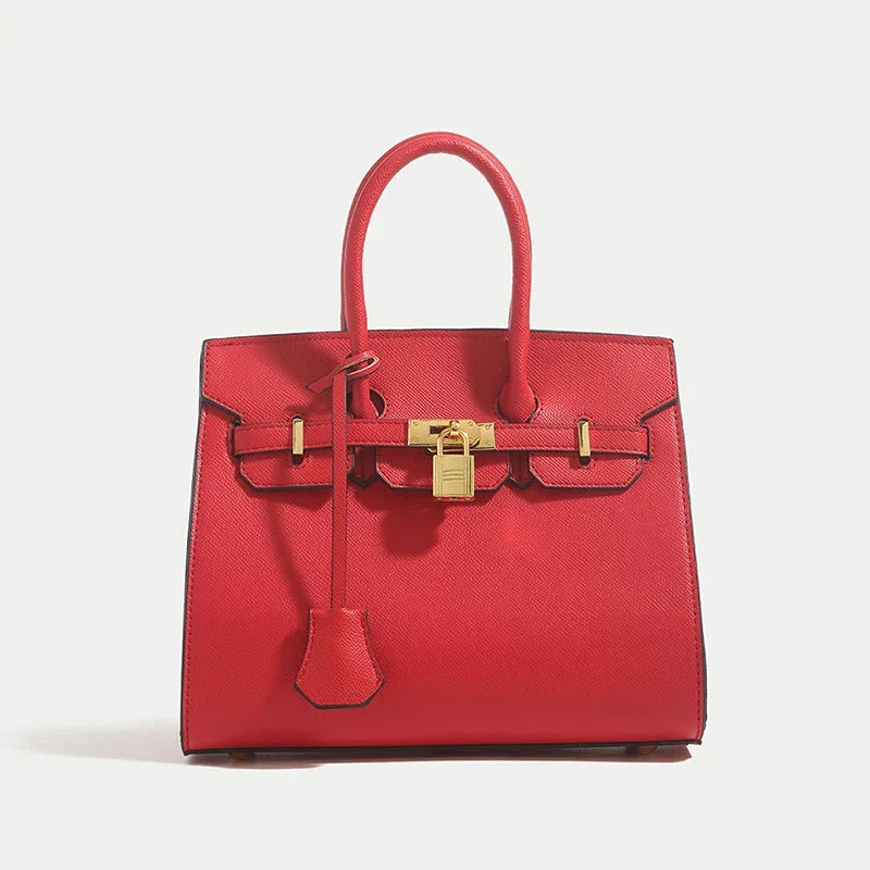 Classic Leather Handbag | Structured Design With Gold Hardware