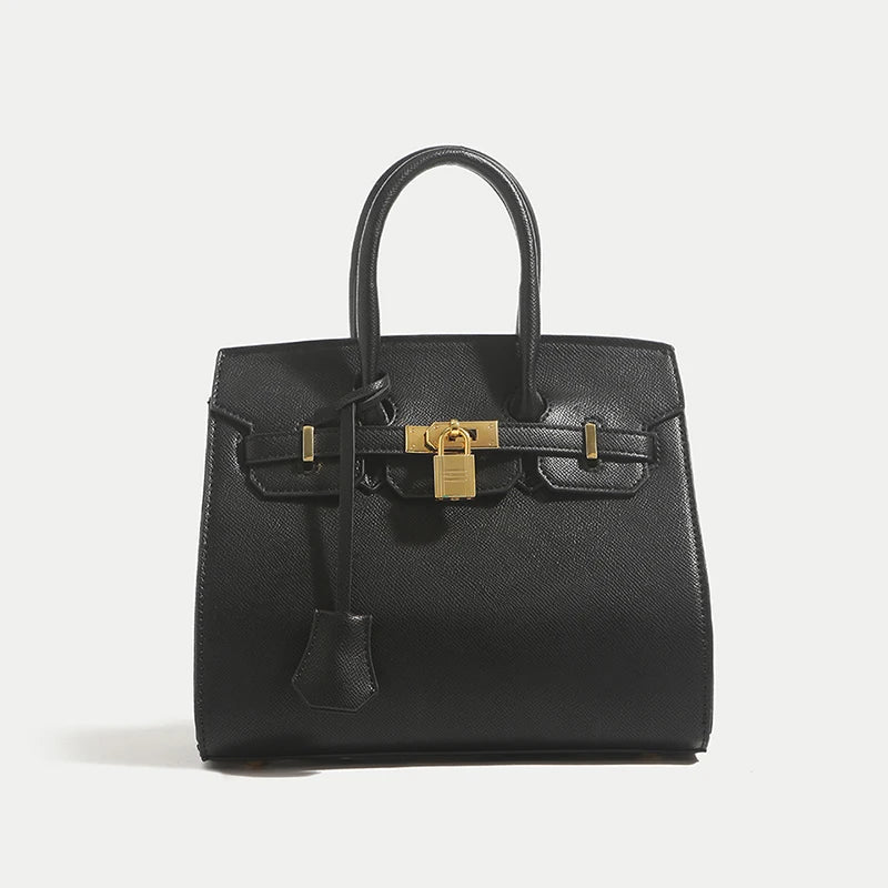 Classic Leather Handbag | Structured Design With Gold Hardware
