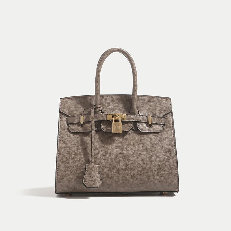 Classic Leather Handbag | Structured Design With Gold Hardware