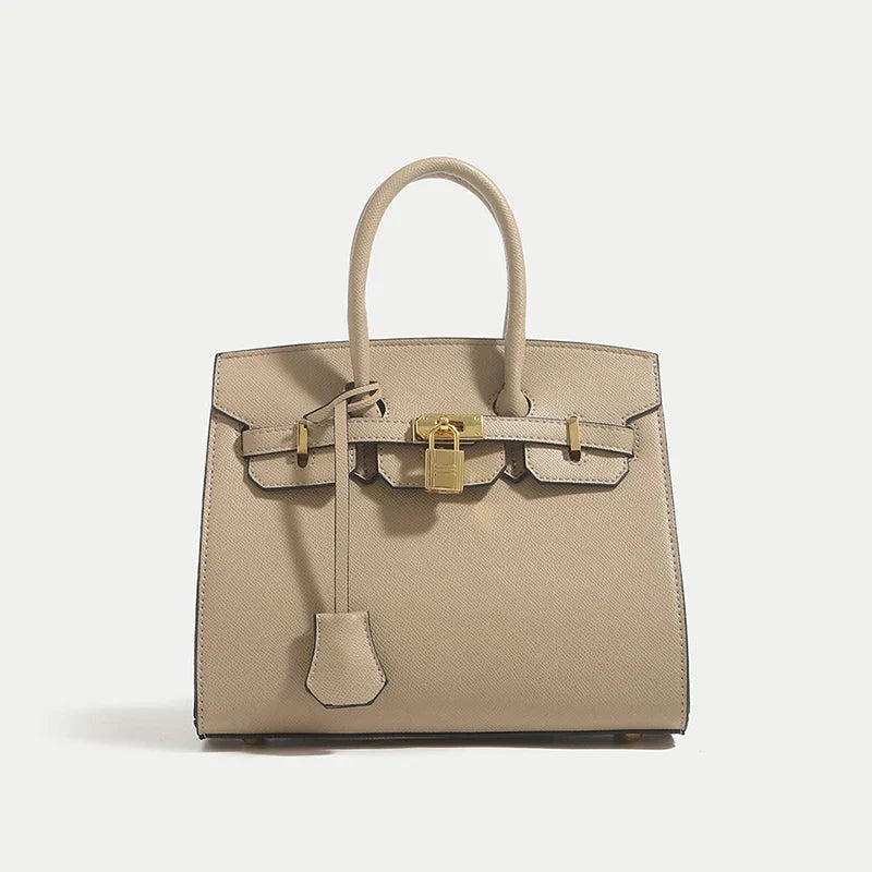 Classic Leather Handbag | Structured Design With Gold Hardware