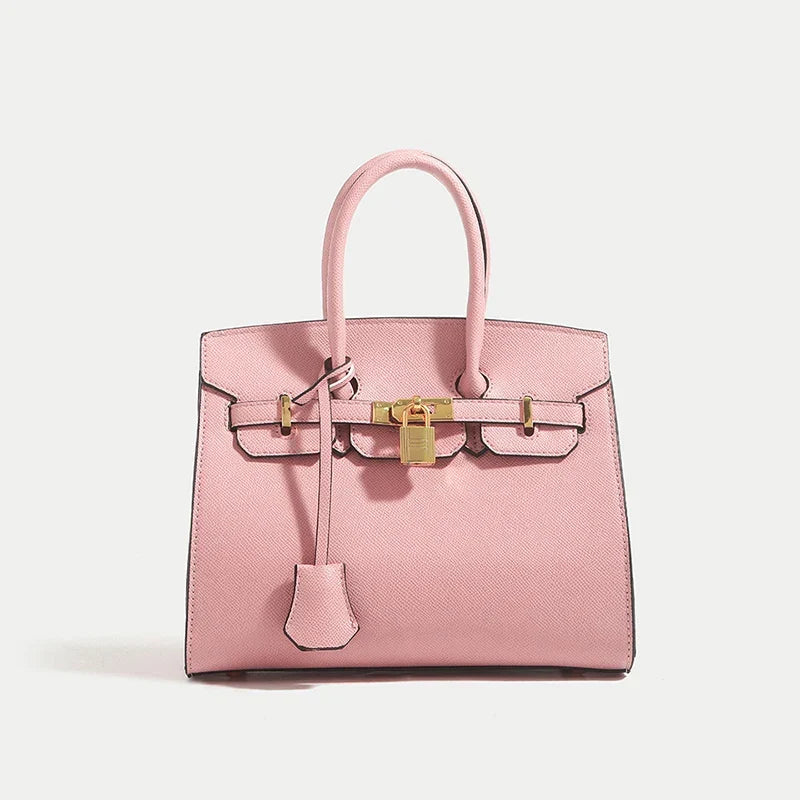 Classic Leather Handbag | Structured Design With Gold Hardware