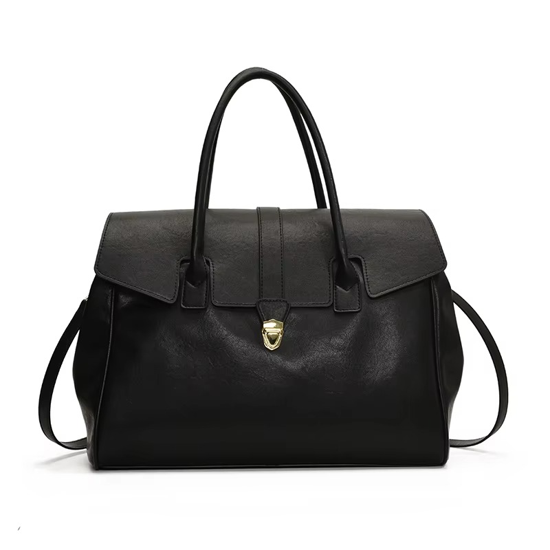 Classic Boston Leather Handbag | Top Handle With Detachable Strap