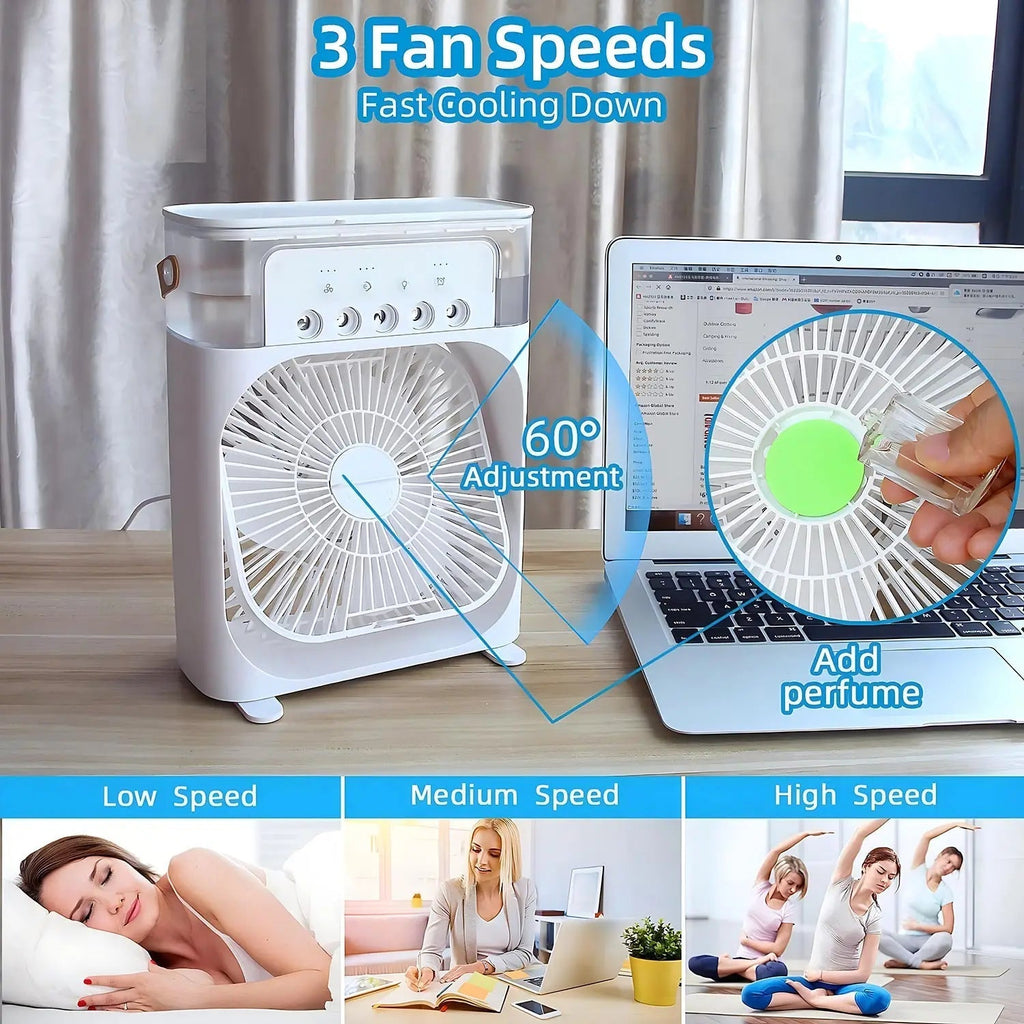 Smart Portable Air Cooler | 3-in-1 Fan With LED Ambient Light