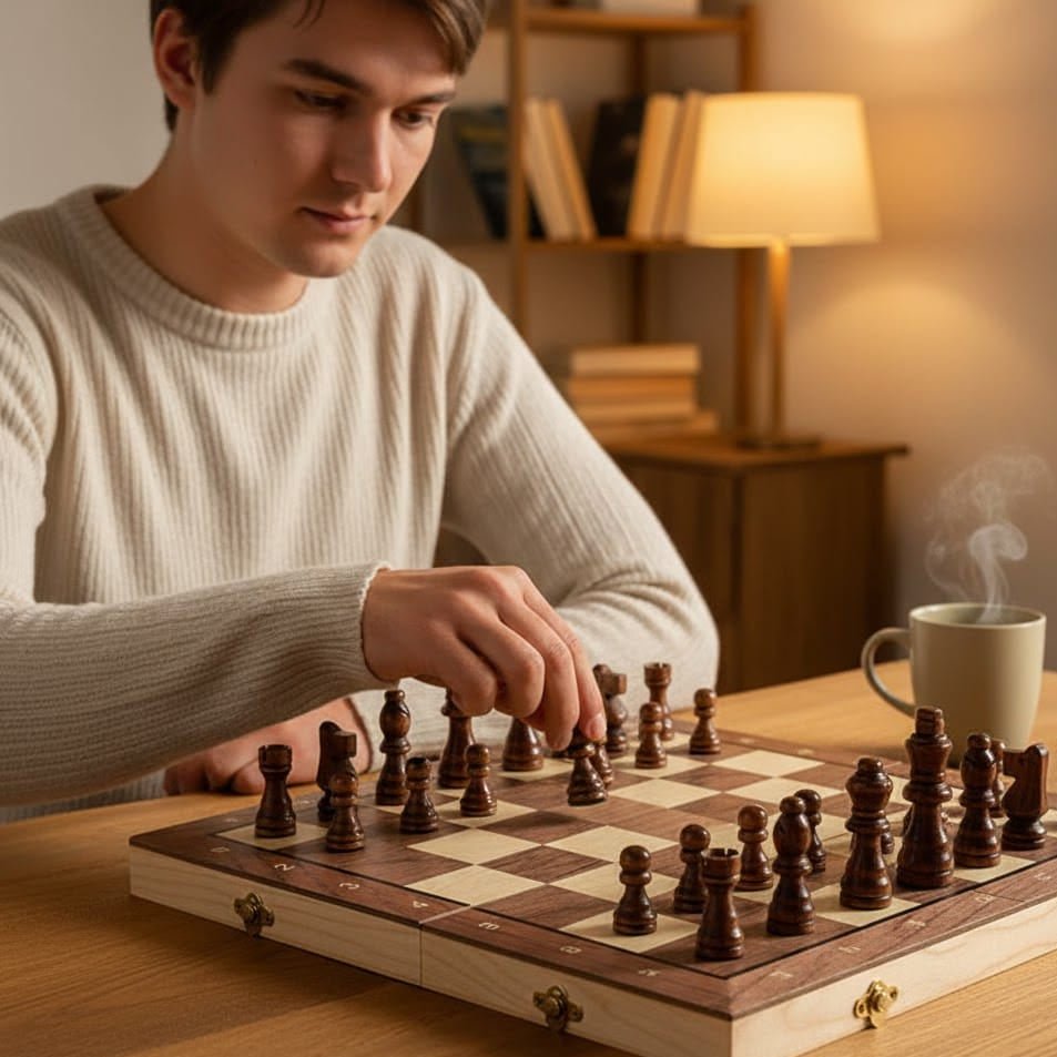 Wooden Chess Set | Magnetic Foldable Travel Board