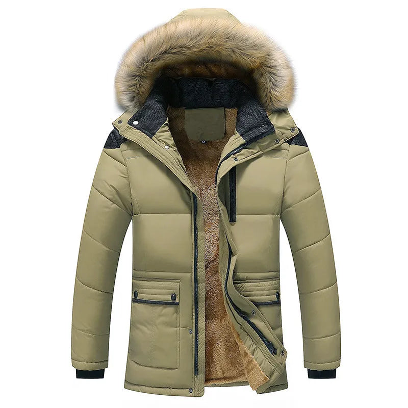 Men's Winter Puffer Coat | Fur Hood Insulated Design