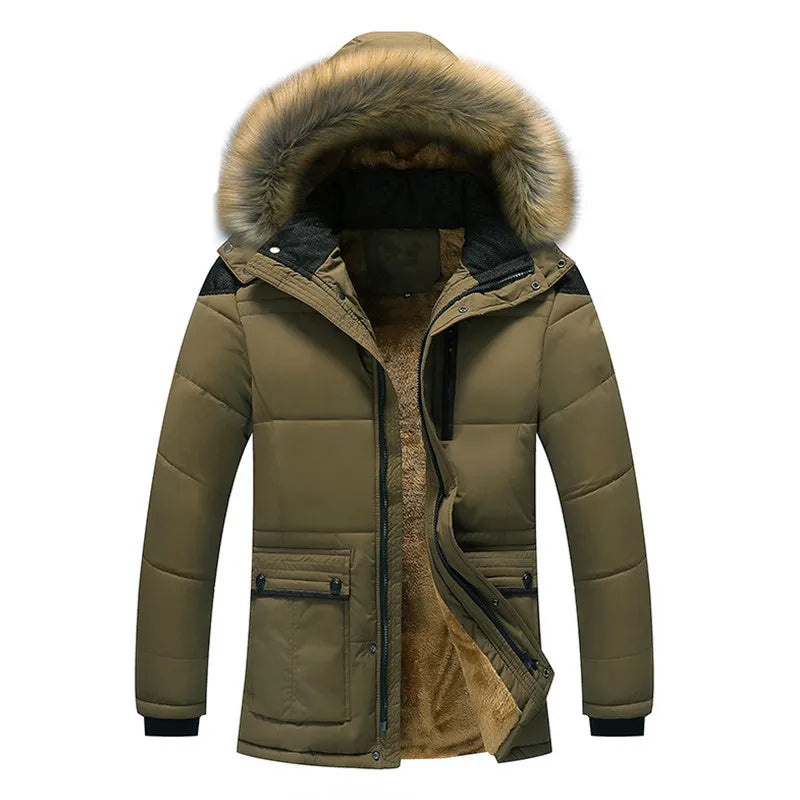 Men's Winter Puffer Coat | Fur Hood Insulated Design