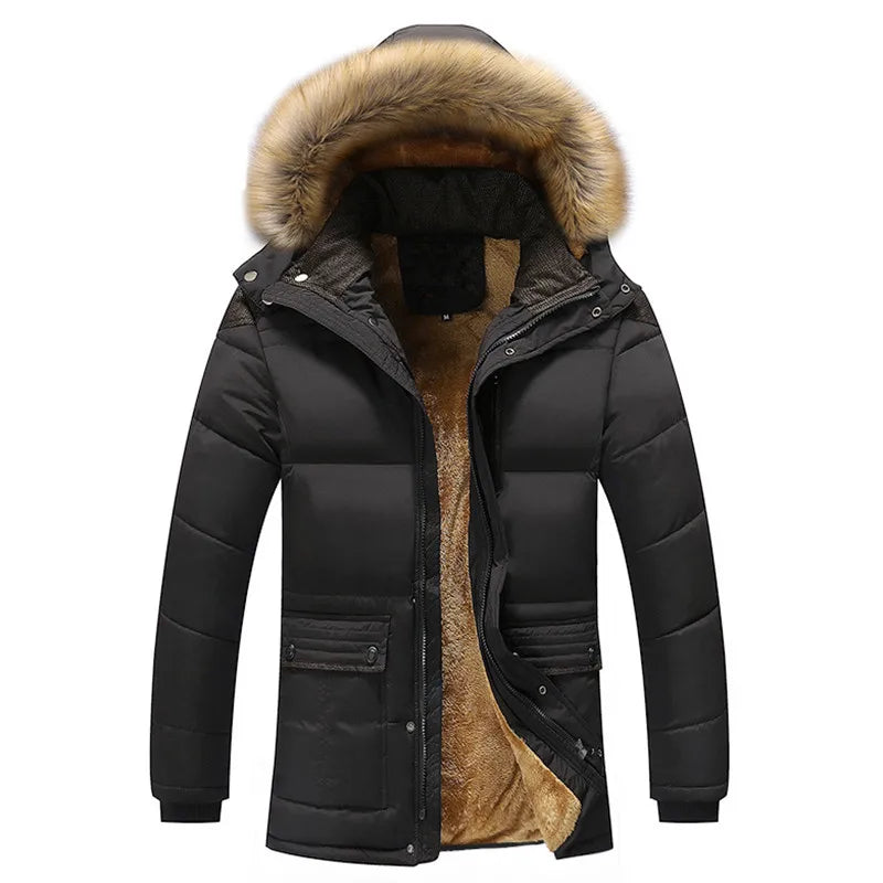 Men's Winter Puffer Coat | Fur Hood Insulated Design