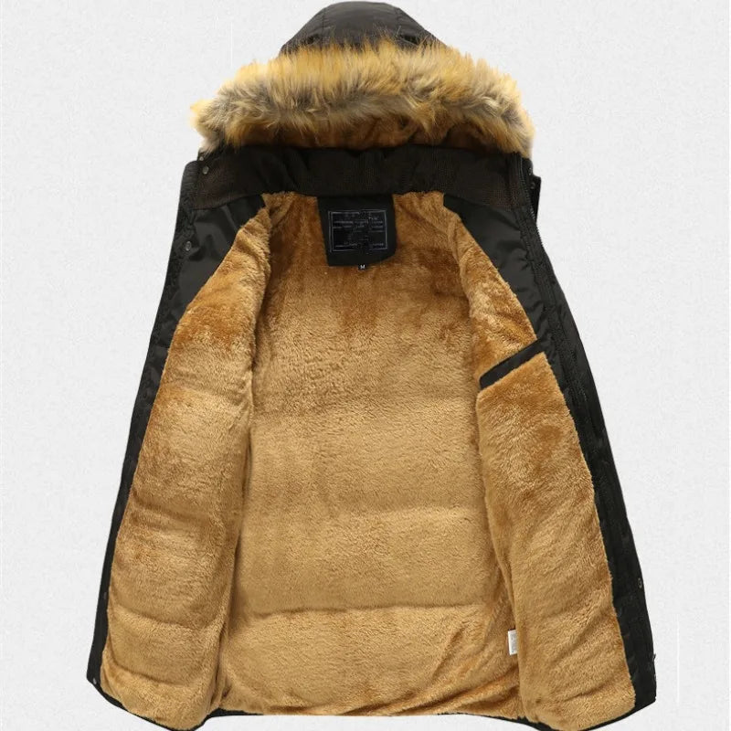 Men's Winter Puffer Coat | Fur Hood Insulated Design