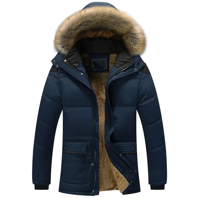 Men's Winter Puffer Coat | Fur Hood Insulated Design