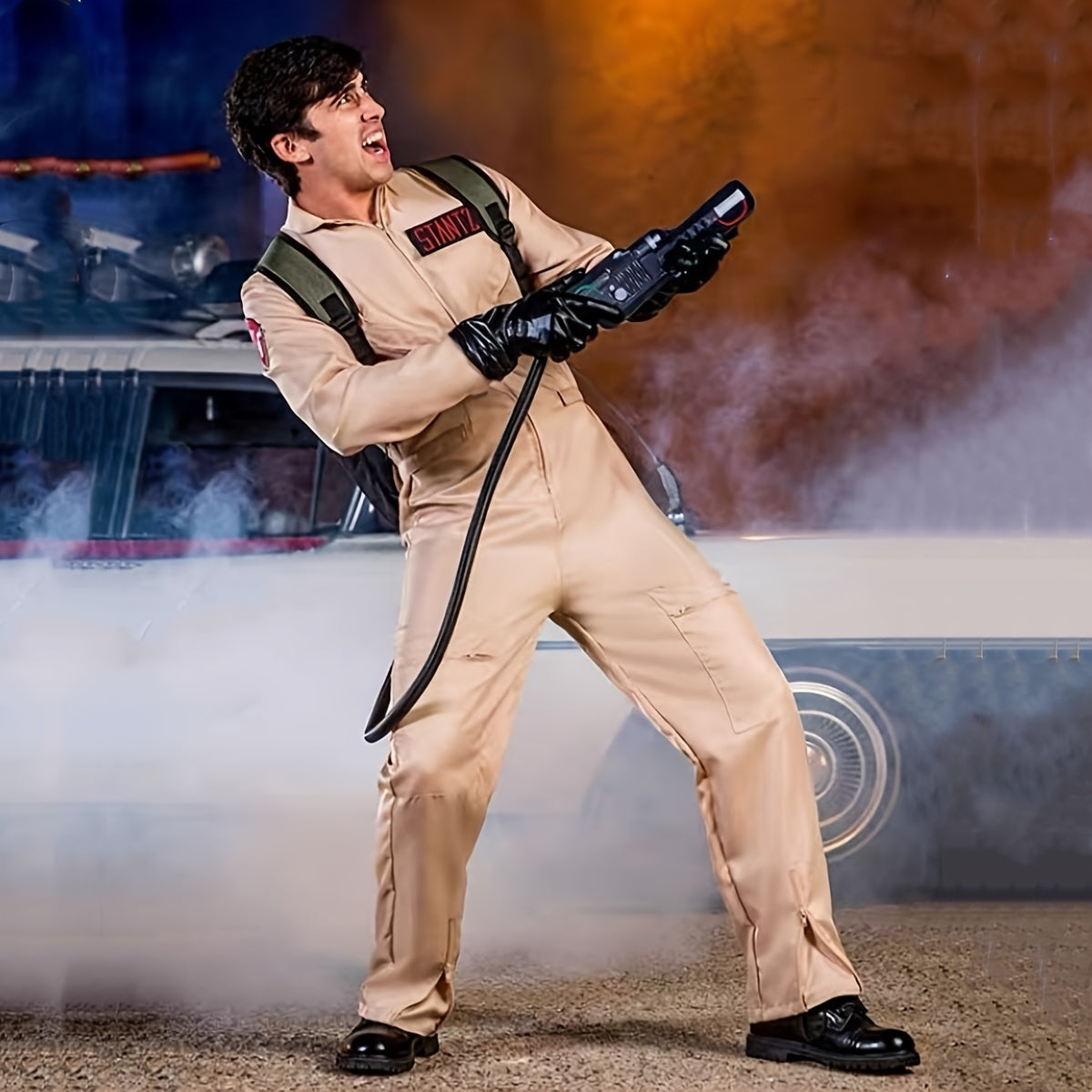 Halloween Costume Jumpsuit | Utility Style Beige Coveralls