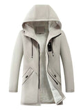 Winter Hooded Jacket | Fleece Lined Windproof Mid-Length Coat