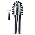 Striped Costume Suit | Black and White Movie Character Design