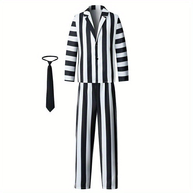 Striped Costume Suit | Black and White Movie Character Design