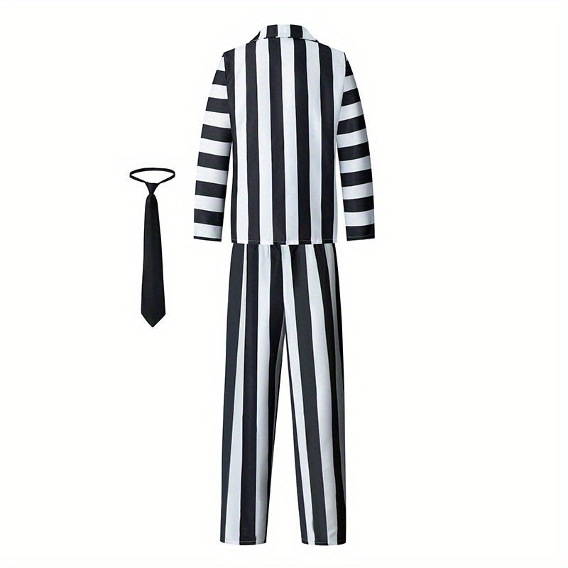 Striped Costume Suit | Black and White Movie Character Design
