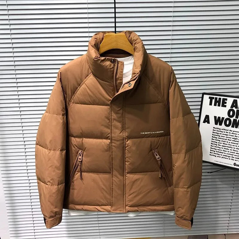 Winter Down Jacket | Quilted Puffer Coat With High Collar