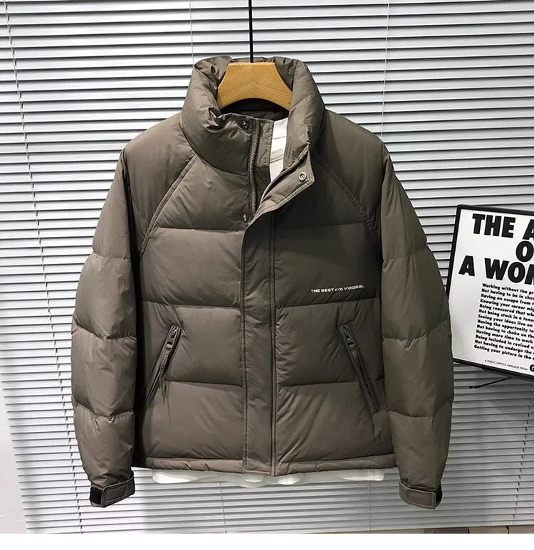 Winter Down Jacket | Quilted Puffer Coat With High Collar