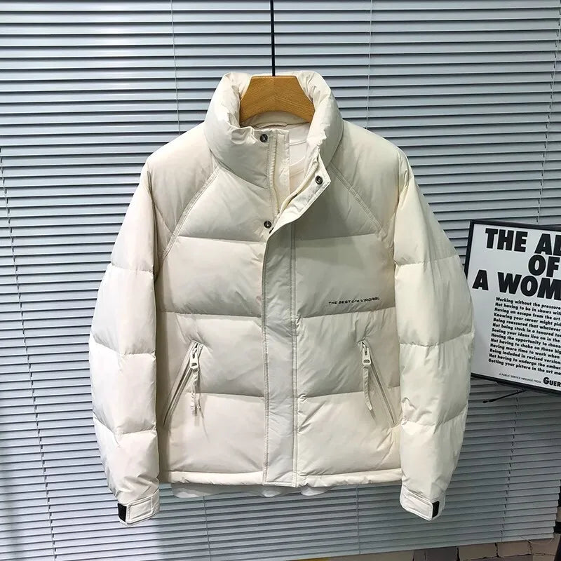 Winter Down Jacket | Quilted Puffer Coat With High Collar