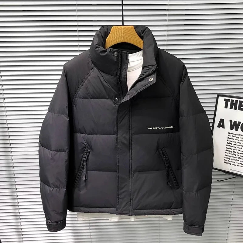 Winter Down Jacket | Quilted Puffer Coat With High Collar