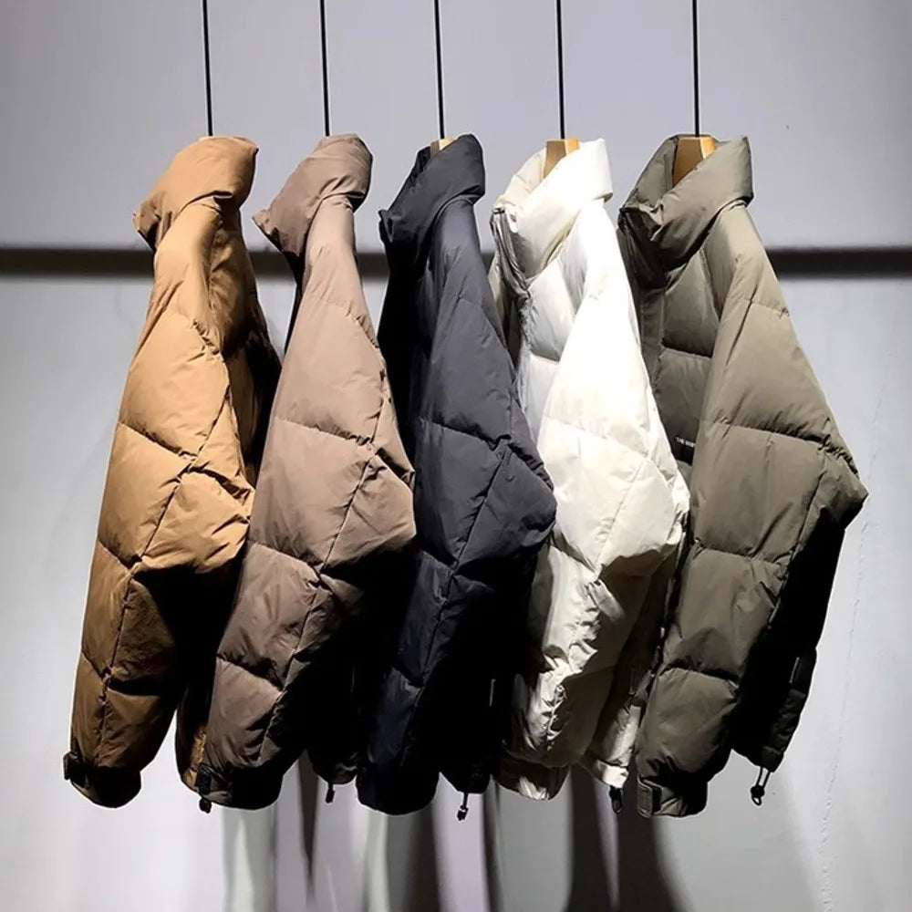 Winter Down Jacket | Quilted Puffer Coat With High Collar