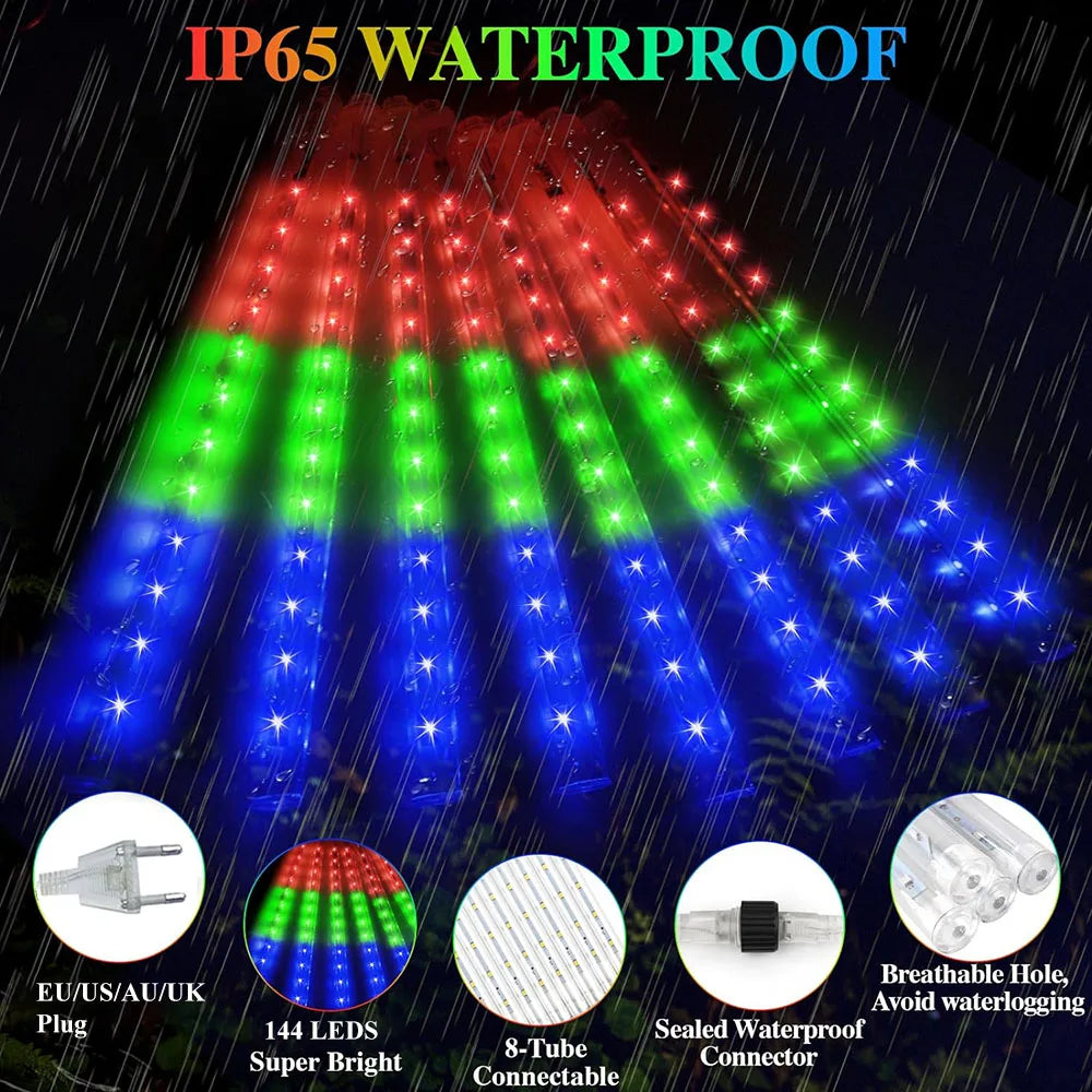 Meteor Shower String Lights | Cascading LED Outdoor Display