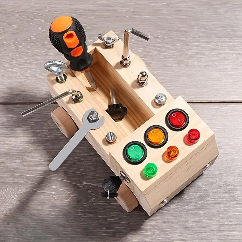 Montessori Busy Board | LED Traffic Light Learning Set With Tools