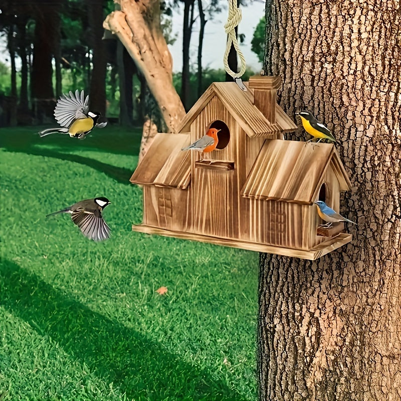 Wooden Birdhouse Feeder | Multi-Nest Garden Design