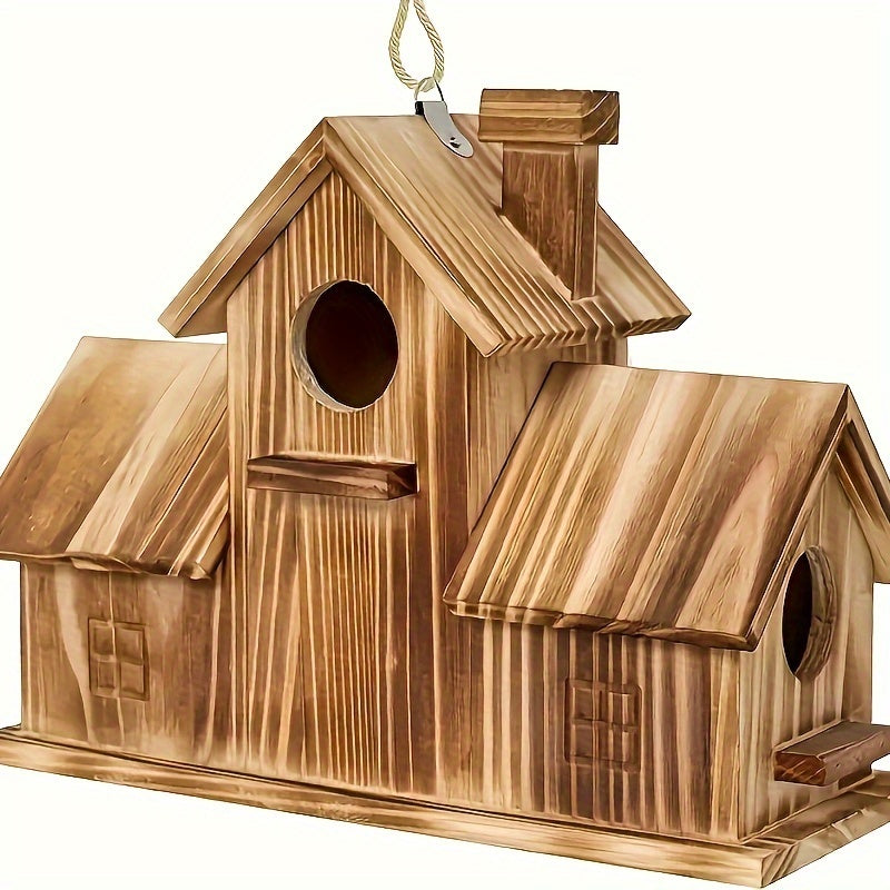 Wooden Birdhouse Feeder | Multi-Nest Garden Design