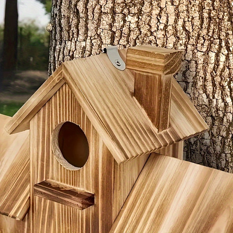 Wooden Birdhouse Feeder | Multi-Nest Garden Design