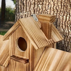 Wooden Birdhouse Feeder | Multi-Nest Rustic Garden Design
