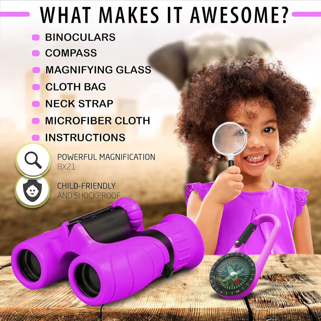 Kids Binoculars | 8x21 Compact Outdoor Adventure Set