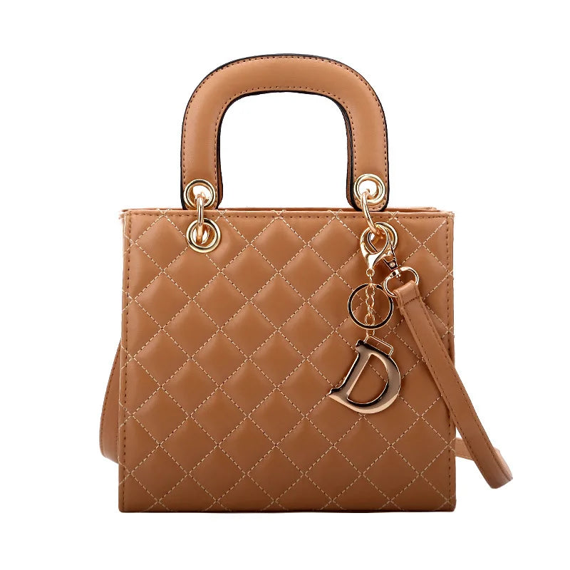 Quilted Chain Tote Bag | Diamond Pattern Leather Design