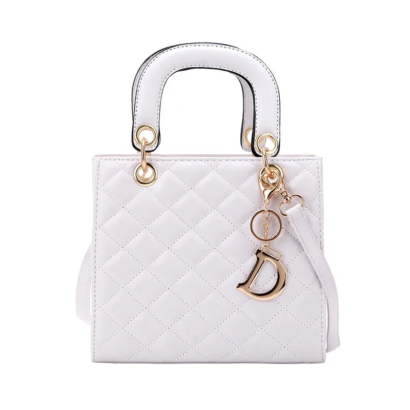 Quilted Chain Tote Bag | Diamond Pattern Leather Design