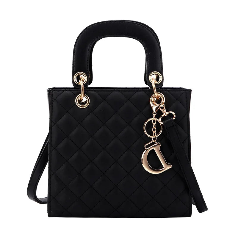 Quilted Chain Tote Bag | Diamond Pattern Leather Design