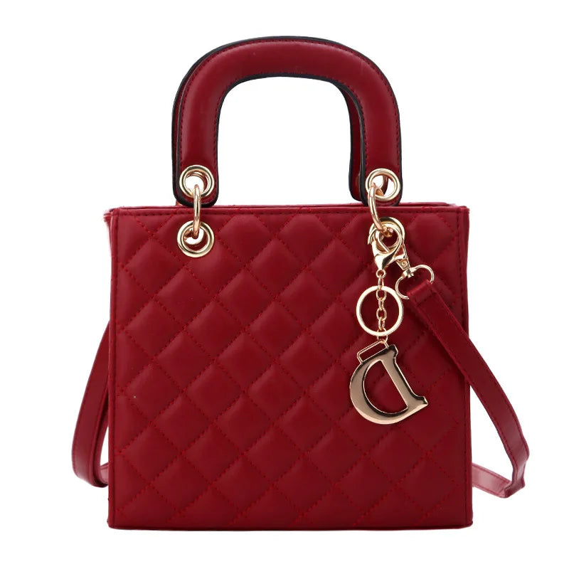 Quilted Chain Tote Bag | Diamond Pattern Leather Design