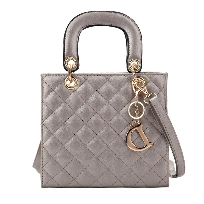 Quilted Chain Tote Bag | Diamond Pattern Leather Design