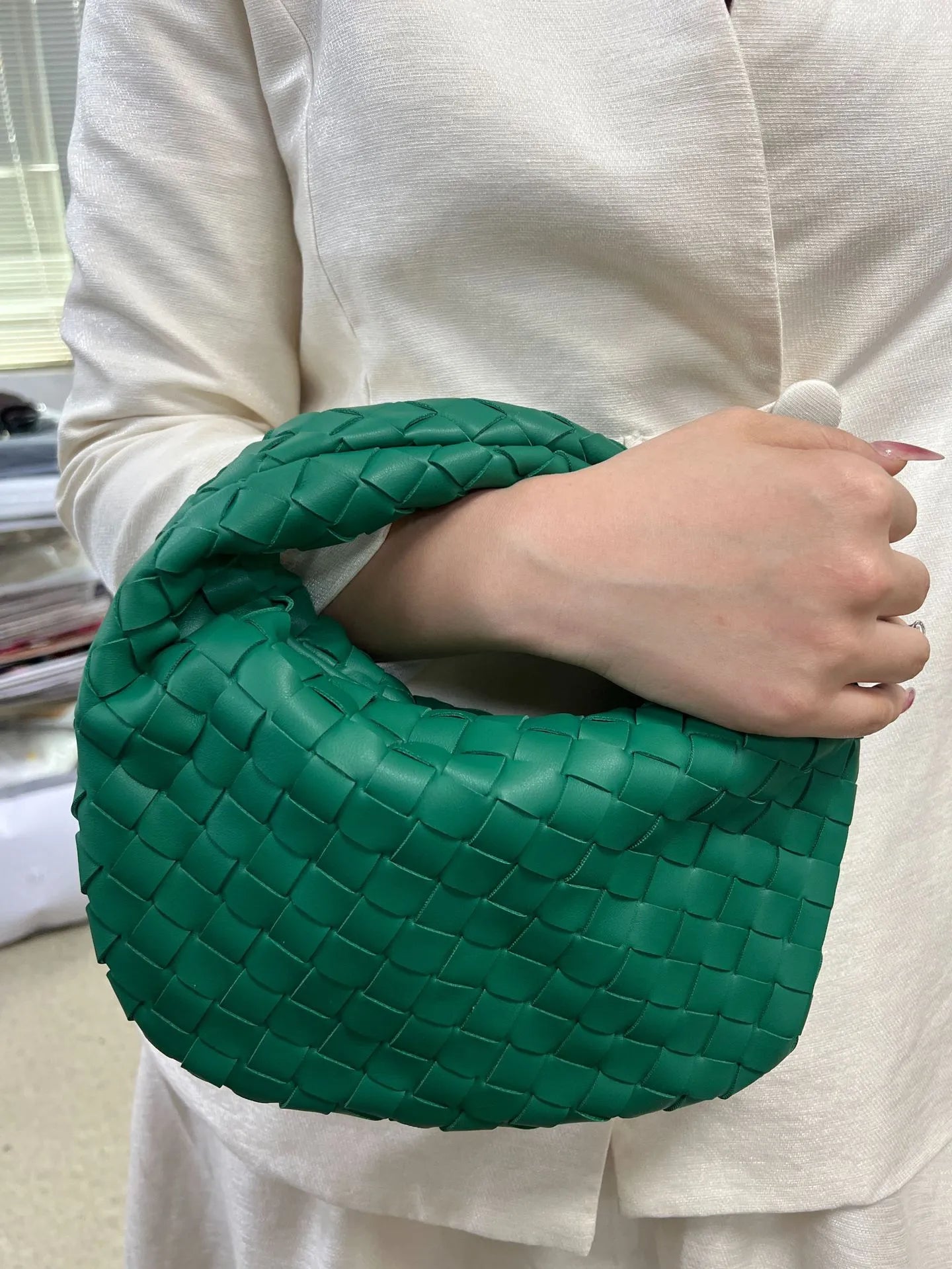 Woven Leather Hobo Bag | Intrecciato Pattern Design