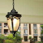 Victorian Outdoor Pendant Light | Black Metal Glass Lantern