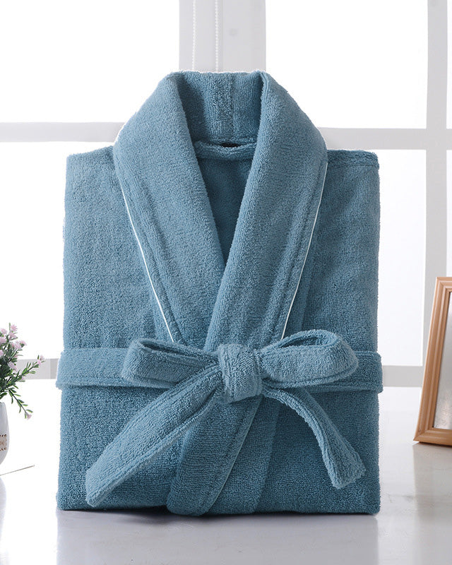 Cotton Terry Bathrobe | Aqua Green Plush Spa Robe