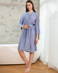 Bamboo Fiber Bathrobe | Soft Blue Waffle Texture