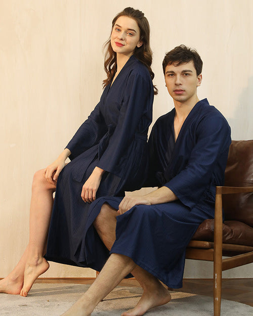 Bamboo Waffle Robe | Navy Blue Spa Bath Wrap