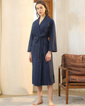 Bamboo Waffle Robe | Navy Blue Spa Bath Wrap